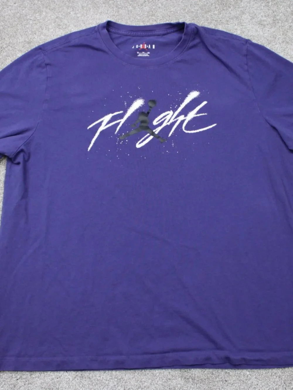 Jordan Flight Shirt Men 2XL XXL Purple Double Sided Cotton Short Sleeve Pullover